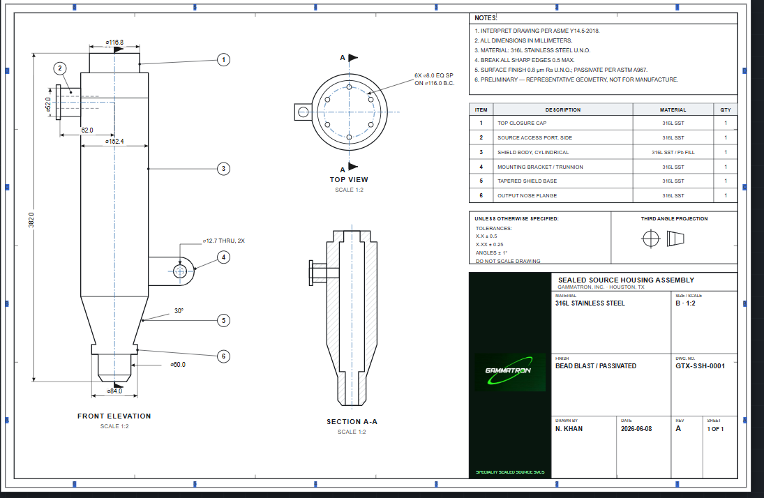 Sealed source CAD design